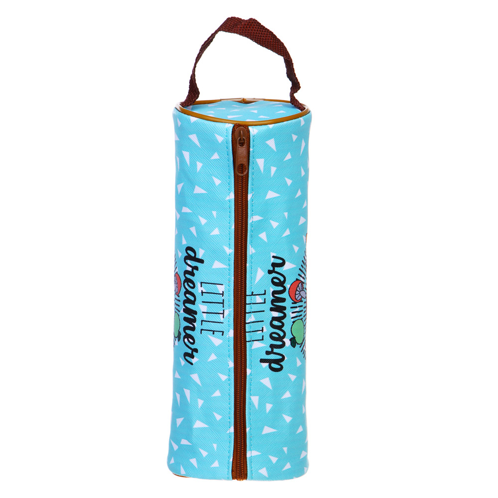 ЕЖИК Пенал мягкий круглый, 21х7х7см, ПВХ, с ручкой, с антисминаемым вкладышем, арт.№ 238-370