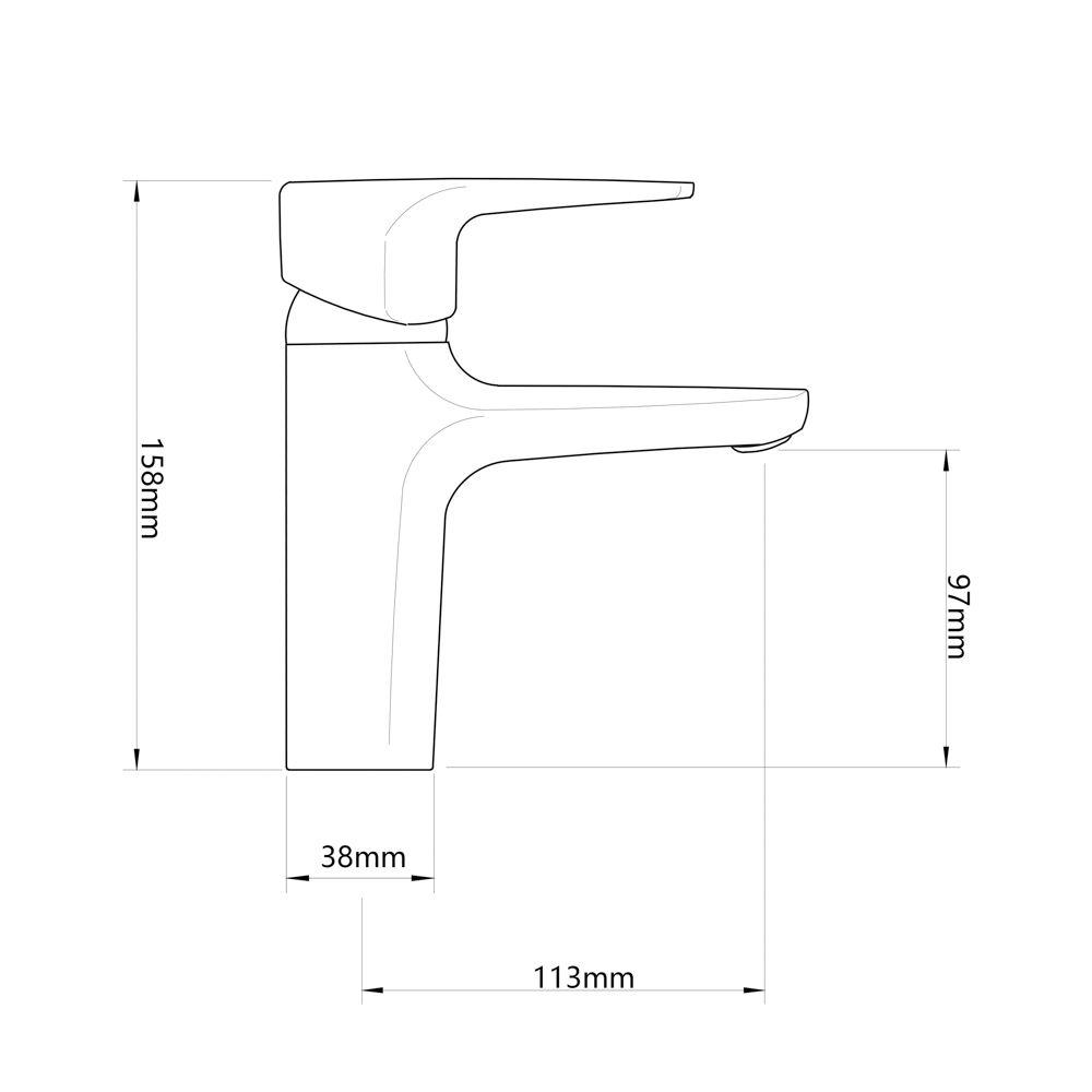 RAIN Смеситель для раковины Оникс, картридж 35мм, гайка, латунь, хром, арт.№ 561-024