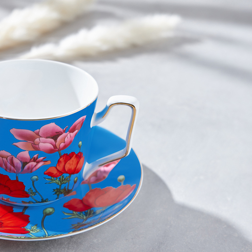 BY COLLECTION Карибы бирюза Набор чайный 2 пр., 300мл, 15см, костяной фарфор, арт.№ 802-021