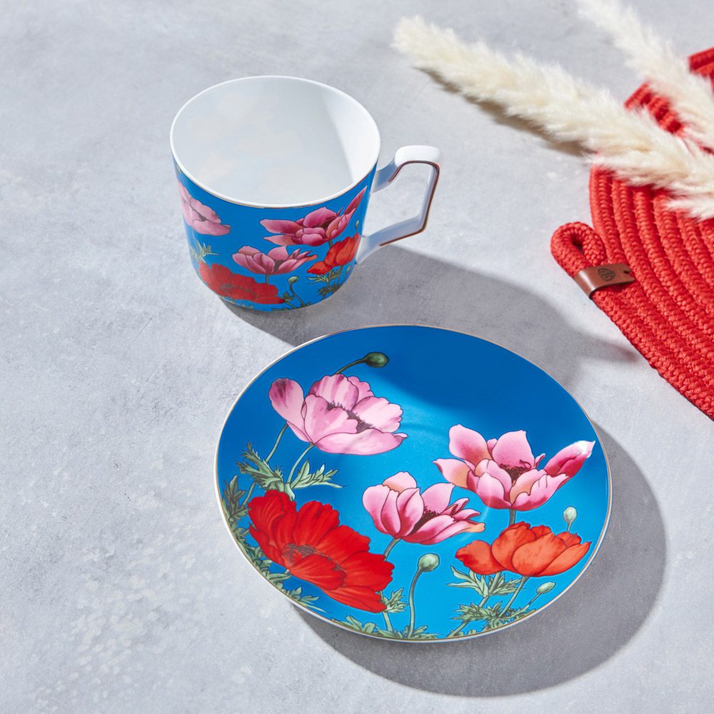 BY COLLECTION Карибы бирюза Набор чайный 2 пр., 300мл, 15см, костяной фарфор, арт.№ 802-021