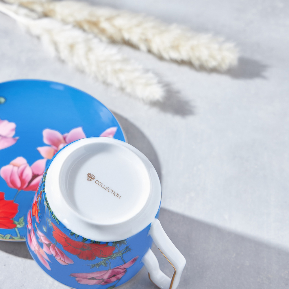 BY COLLECTION Карибы бирюза Набор чайный 2 пр., 300мл, 15см, костяной фарфор, арт.№ 802-021