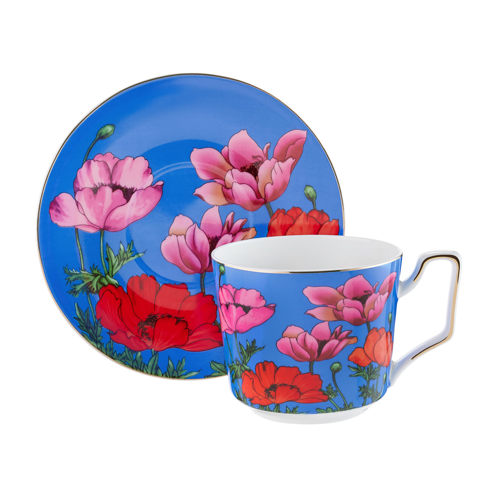 BY COLLECTION Карибы бирюза Набор чайный 2 пр., 300мл, 15см, костяной фарфор, арт.№ 802-021