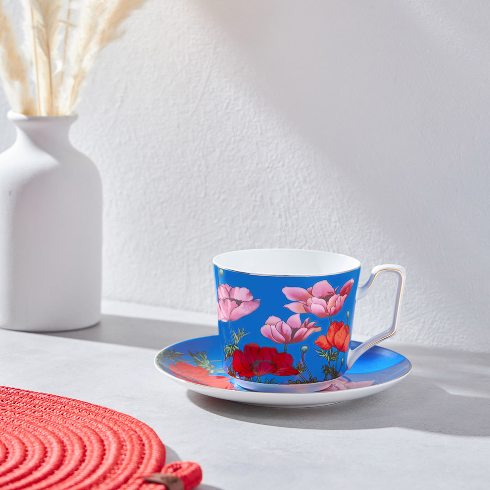 BY COLLECTION Карибы бирюза Набор чайный 2 пр., 300мл, 15см, костяной фарфор, арт.№ 802-021