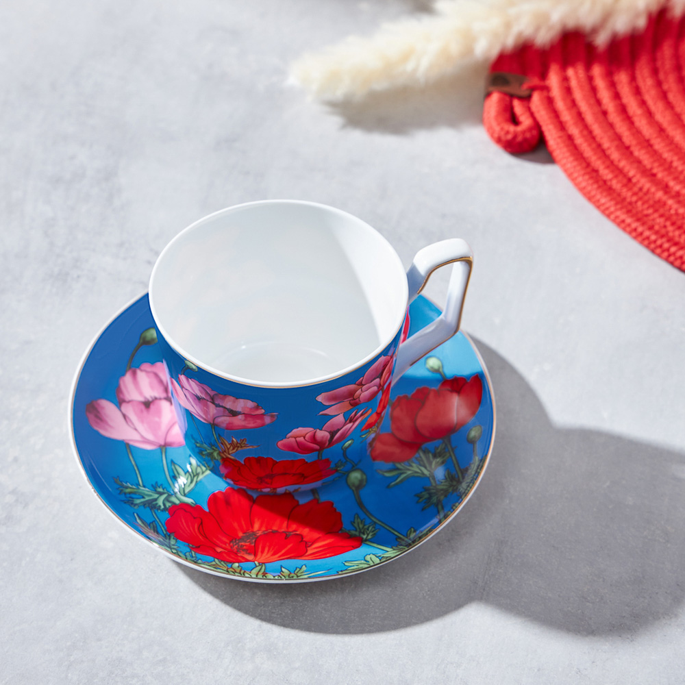 BY COLLECTION Карибы бирюза Набор чайный 2 пр., 300мл, 15см, костяной фарфор, арт.№ 802-021