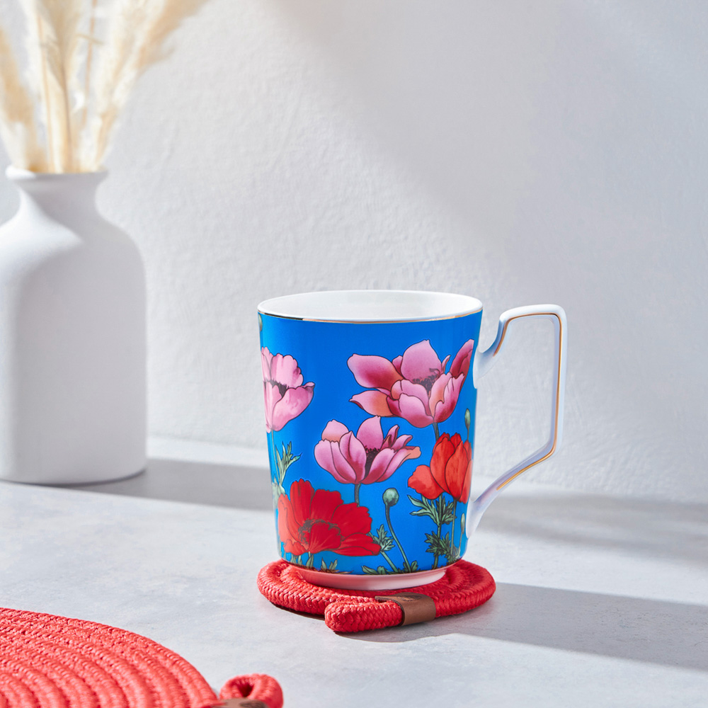 BY COLLECTION Карибы бирюза Кружка 450мл, костяной фарфор, арт.№ 802-028