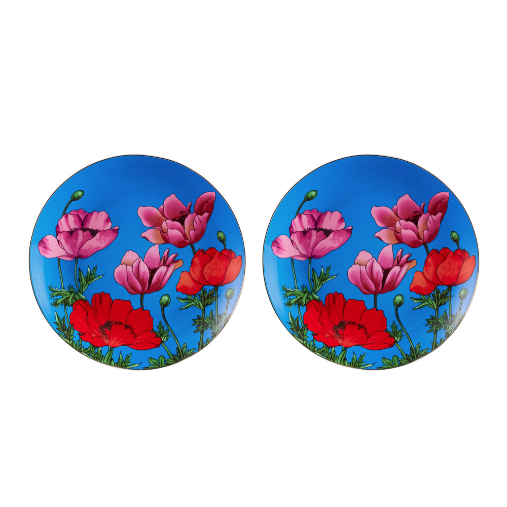 BY COLLECTION Карибы бирюза Набор тарелок 2 пр., 19см, костяной фарфор, арт.№ 802-030