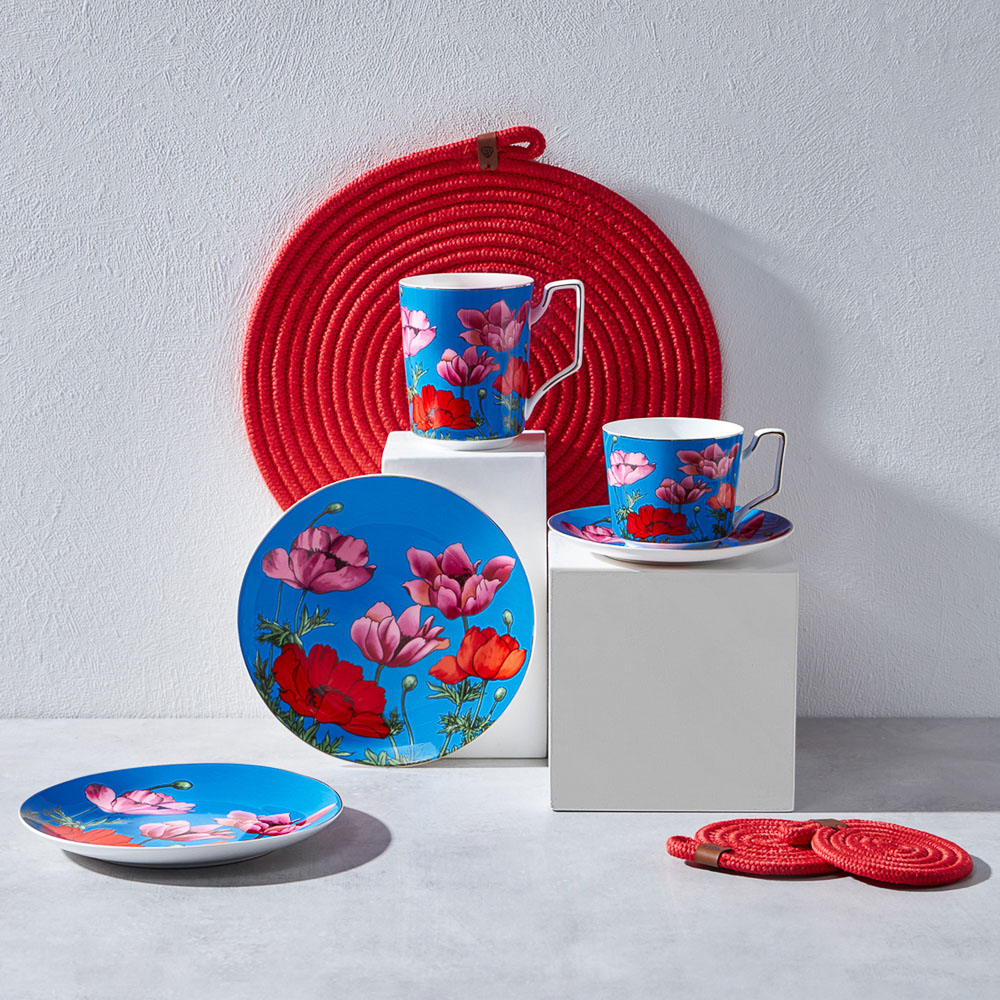 BY COLLECTION Карибы бирюза Набор тарелок 2 пр., 19см, костяной фарфор, арт.№ 802-030