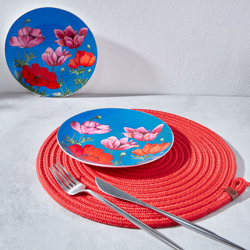 BY COLLECTION Карибы бирюза Набор тарелок 2 пр., 19см, костяной фарфор, арт.№ 802-030