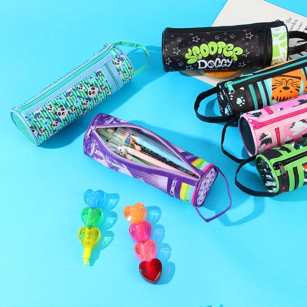 МЭДЖИК ХОРС Пенал, мягкий круглый, 20х6,5х6,5см, 2 молнии, плотный ПЭ, ручка, функция подставки, арт.№ 238-291