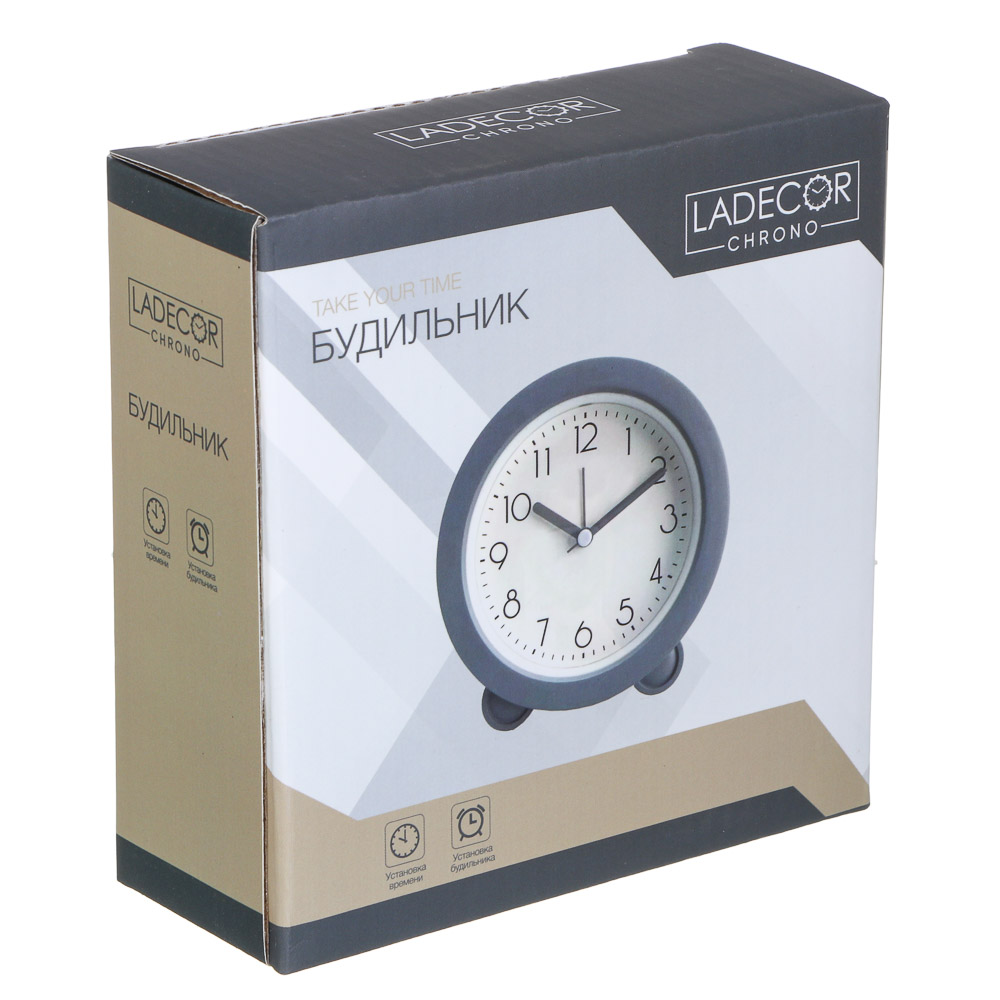 LADECOR CHRONO Будильник, 12x13x4 см, 1хАА, пластик, арт.№ 529-329