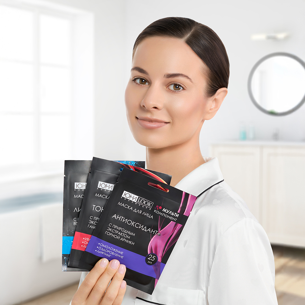 ЮНИLOOK Набор Маска тканевая для лица Мультикомпонент, 25мл х 3шт, 3 вида, арт.№ 022-112