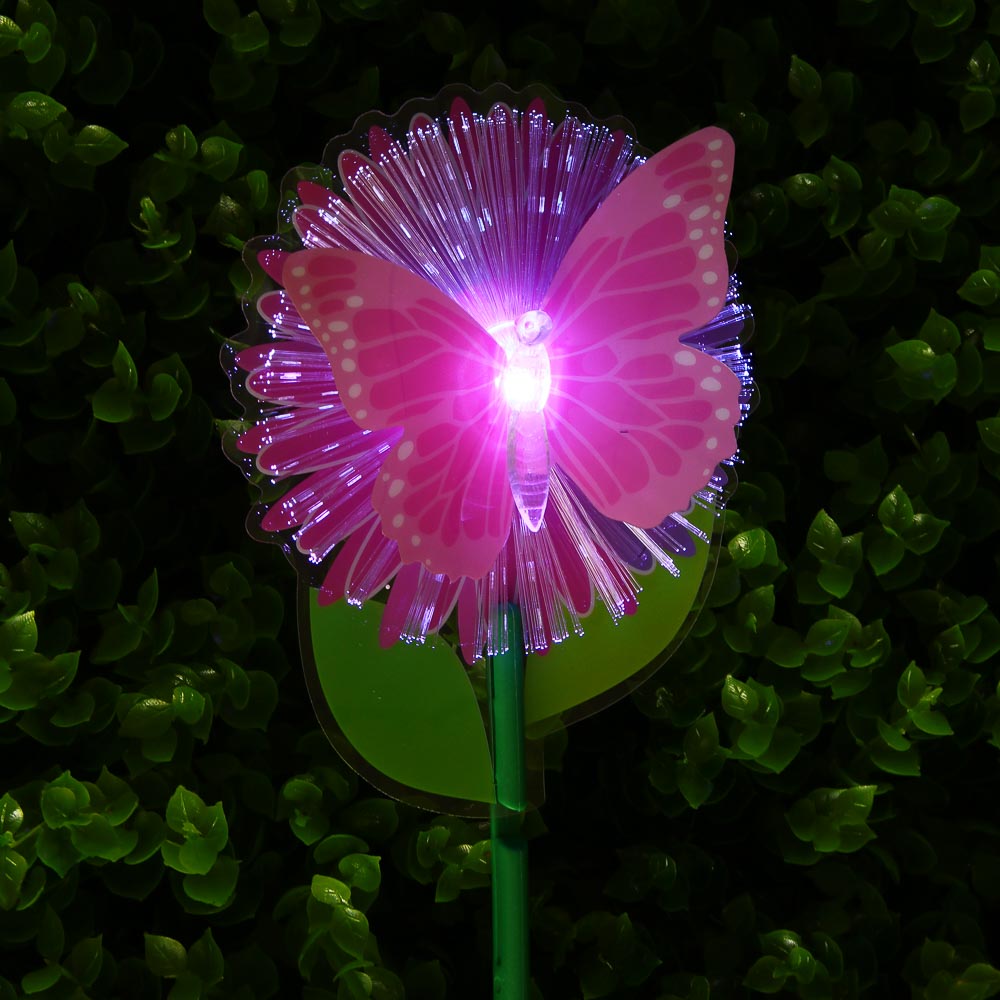 INBLOOM Фигурка на стержне Бабочка, 1LED, 1 реж., 11х28х3см, PS, PMMA, PVC, PP, 3xLR44, арт.№ 153-179