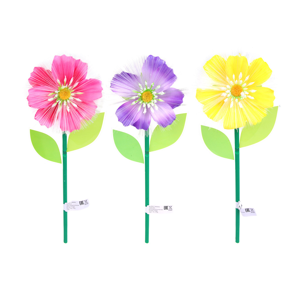 INBLOOM Фигурка на стержне Космея, 1LED, 1 реж., 11х28х3см, PS, PMMA, PVC, PP, 3xLR44, арт.№ 153-181