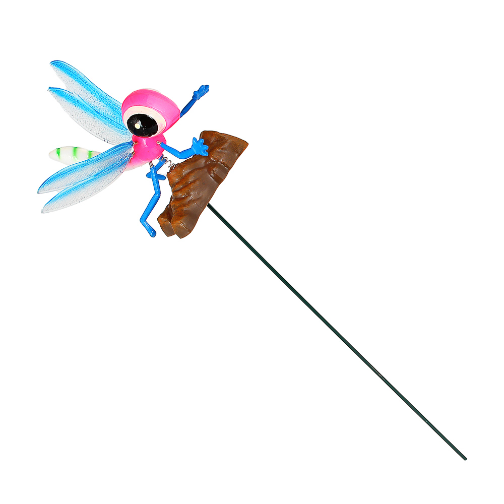 INBLOOM Фигурка на стержне 60см "Садовые букашки на бревнышке", PS, металл, 4 цвета, арт.№ 153-101