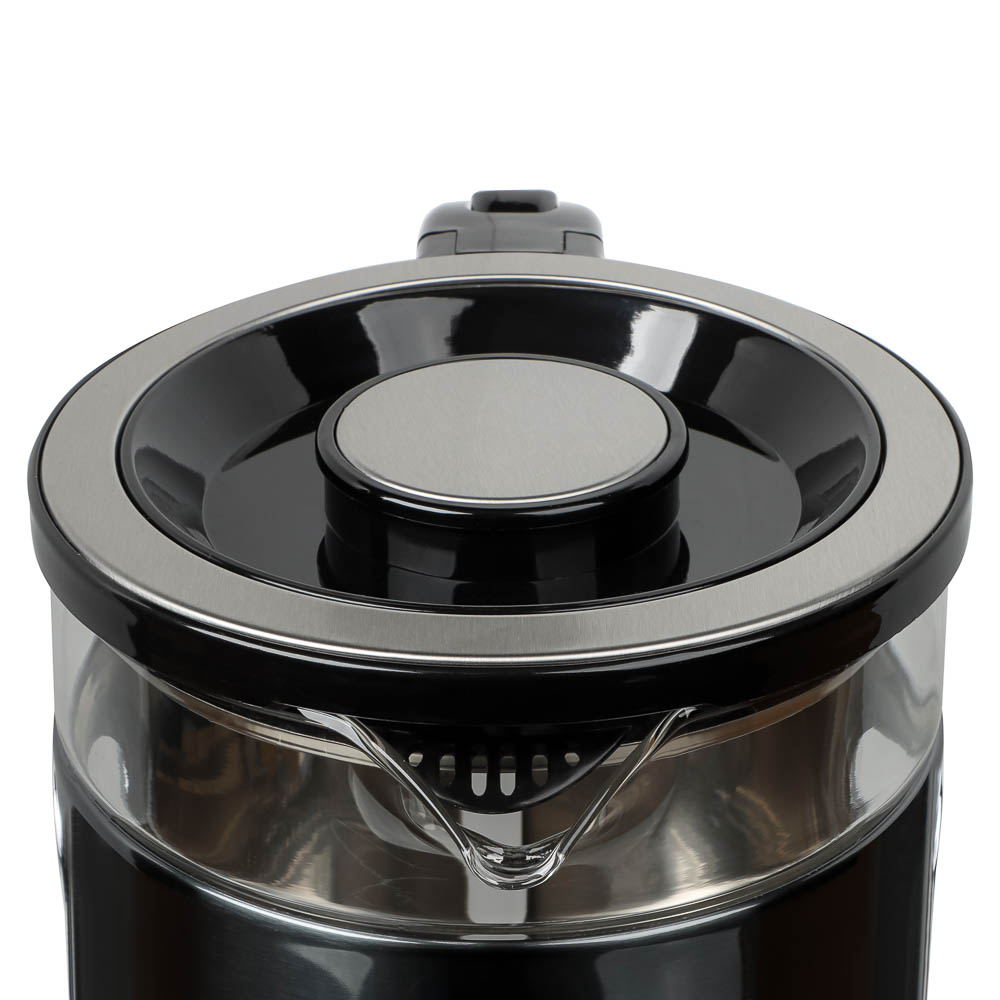 LEBEN Чайник электрический 1,8л, 1500Вт, стеклянная колба, металл, пластик, серый, арт.№ 291-143