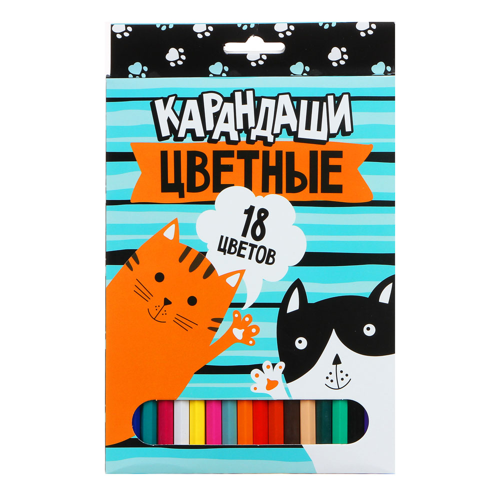 ХЭВ Э НАЙС ДЭЙ Карандаши 18 цветов шестигранные заточенные, улучшенное письмо, пластик, в карт.кор., арт.№ 228-184