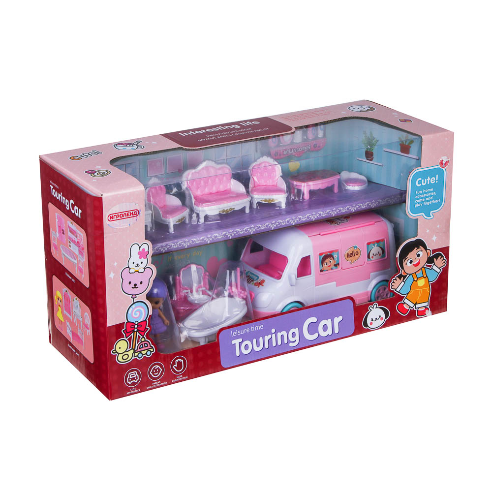 ИГРОЛЕНД Игровой набор мебели для кукол, с домом на колесах, ABS, PP, 49,3х16,5х24,8 см, арт.№ 278-135