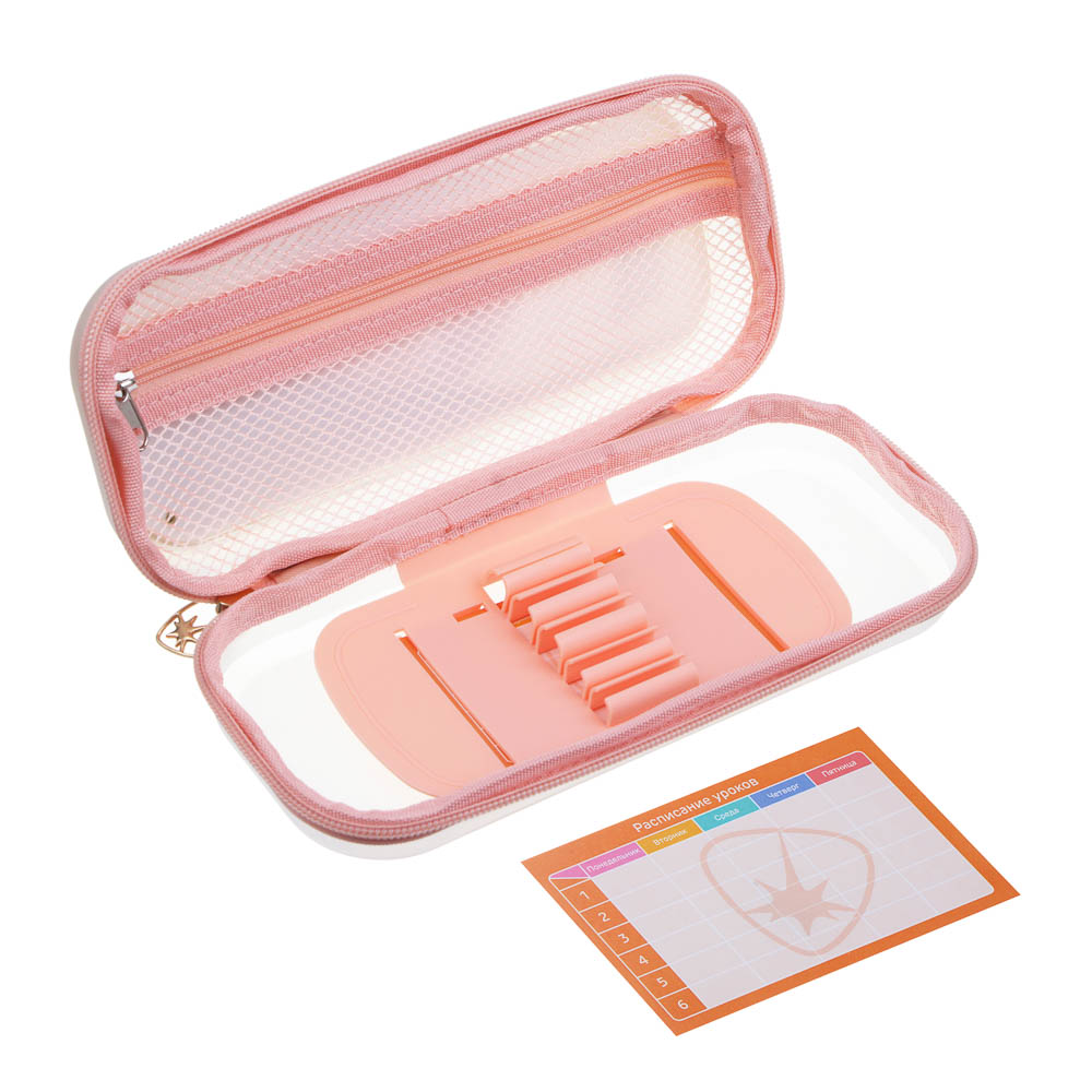 Пенал школьный каркасный 22х10х4,5 см, 1 отделение, откидная ланка, блестки в геле, "Заря джуниор" BY Русские Супергерои, арт.№ 583-005