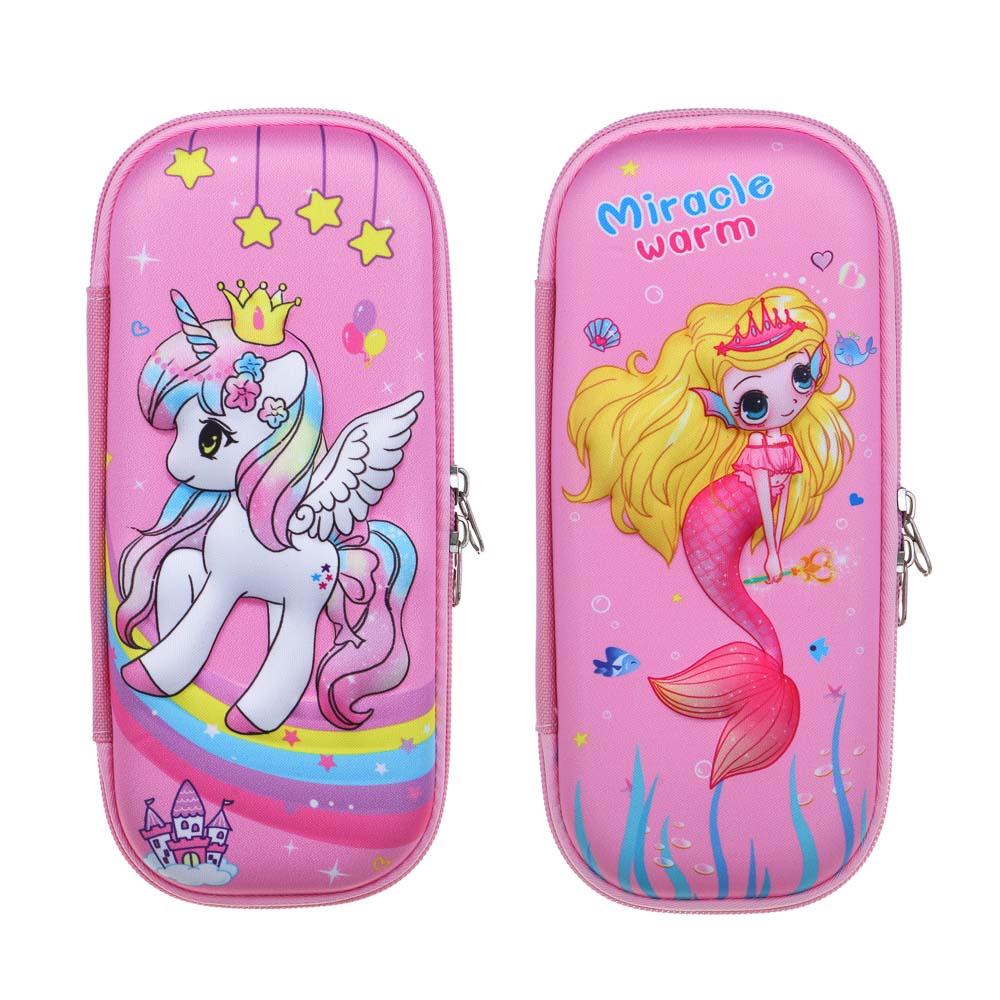 Пенал жесткий овальный 23х10х5см, 1 отд.на молнии, ЭВА, объемные элементы, "Пони/Русалочка", 2 диз., арт.№ 583-002