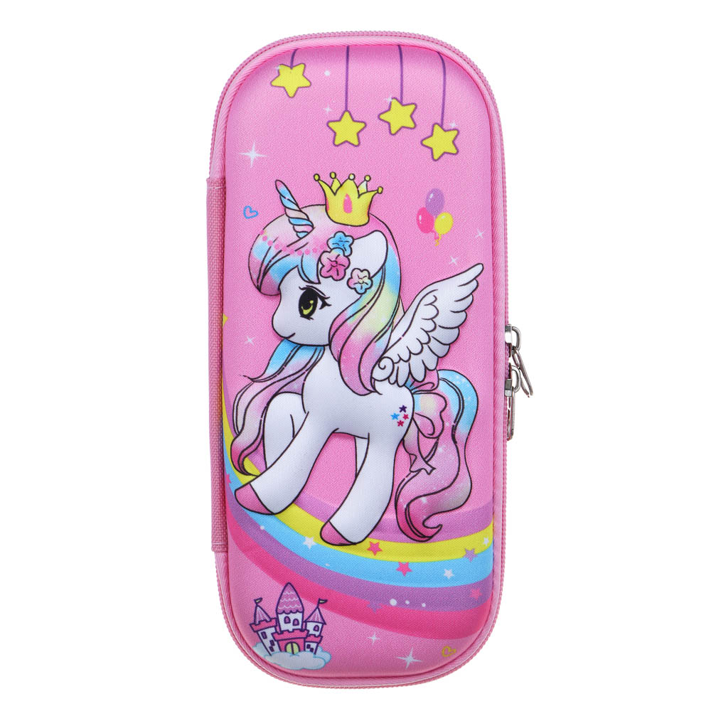 Пенал жесткий овальный 23х10х5см, 1 отд.на молнии, ЭВА, объемные элементы, "Пони/Русалочка", 2 диз., арт.№ 583-002
