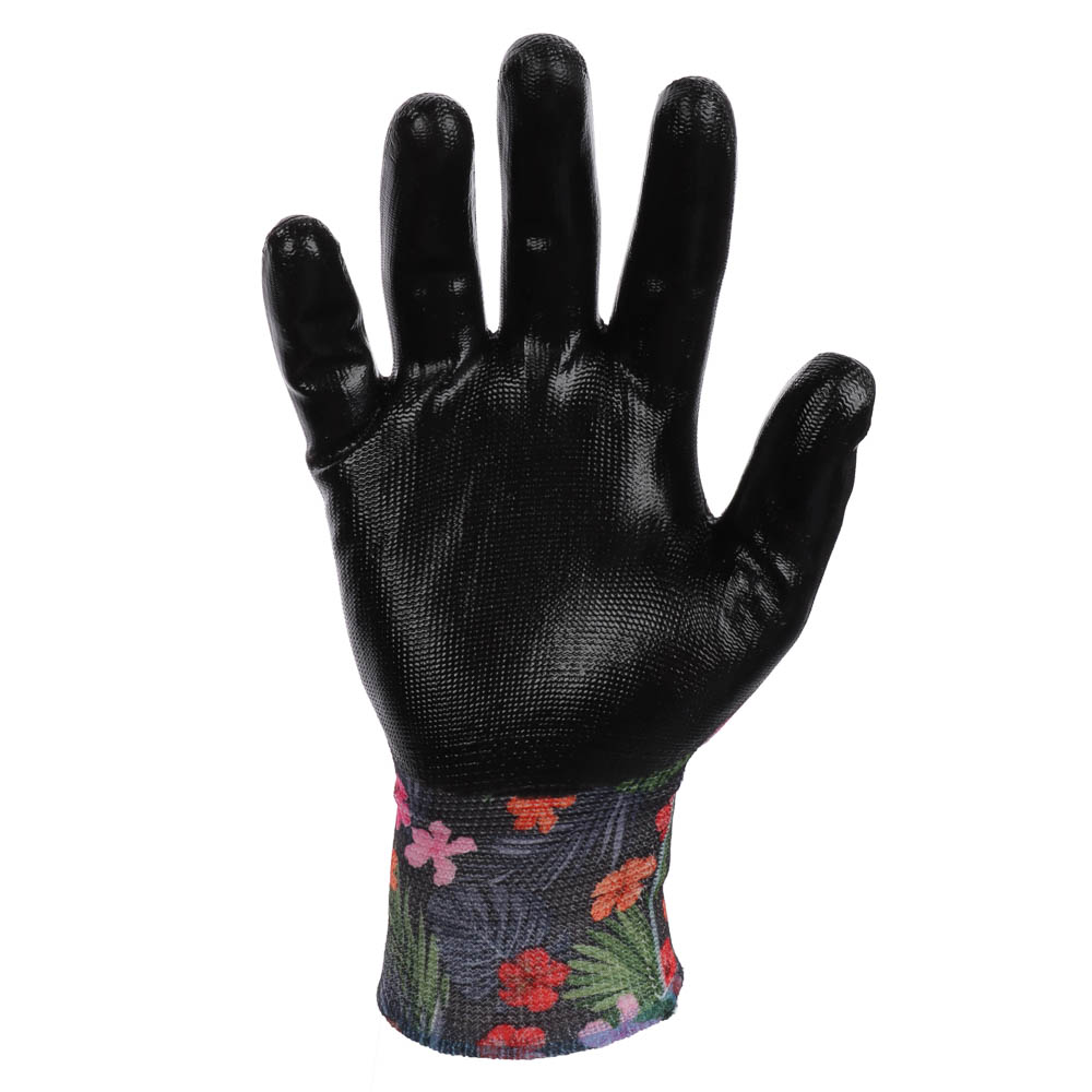 INBLOOM Перчатки садовые с нитриловым полуобливом, полиэстер, 9 размер, 23см, 31г, цветные, арт.№ 188-037