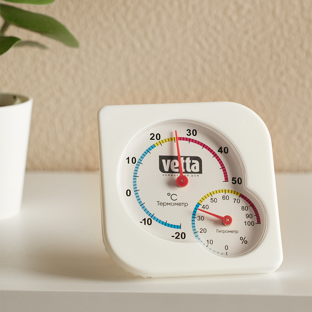 Термометр мини тм VETTA, измерение влажности воздуха, 7,5x7,5см, пластик, арт.№ 473-052