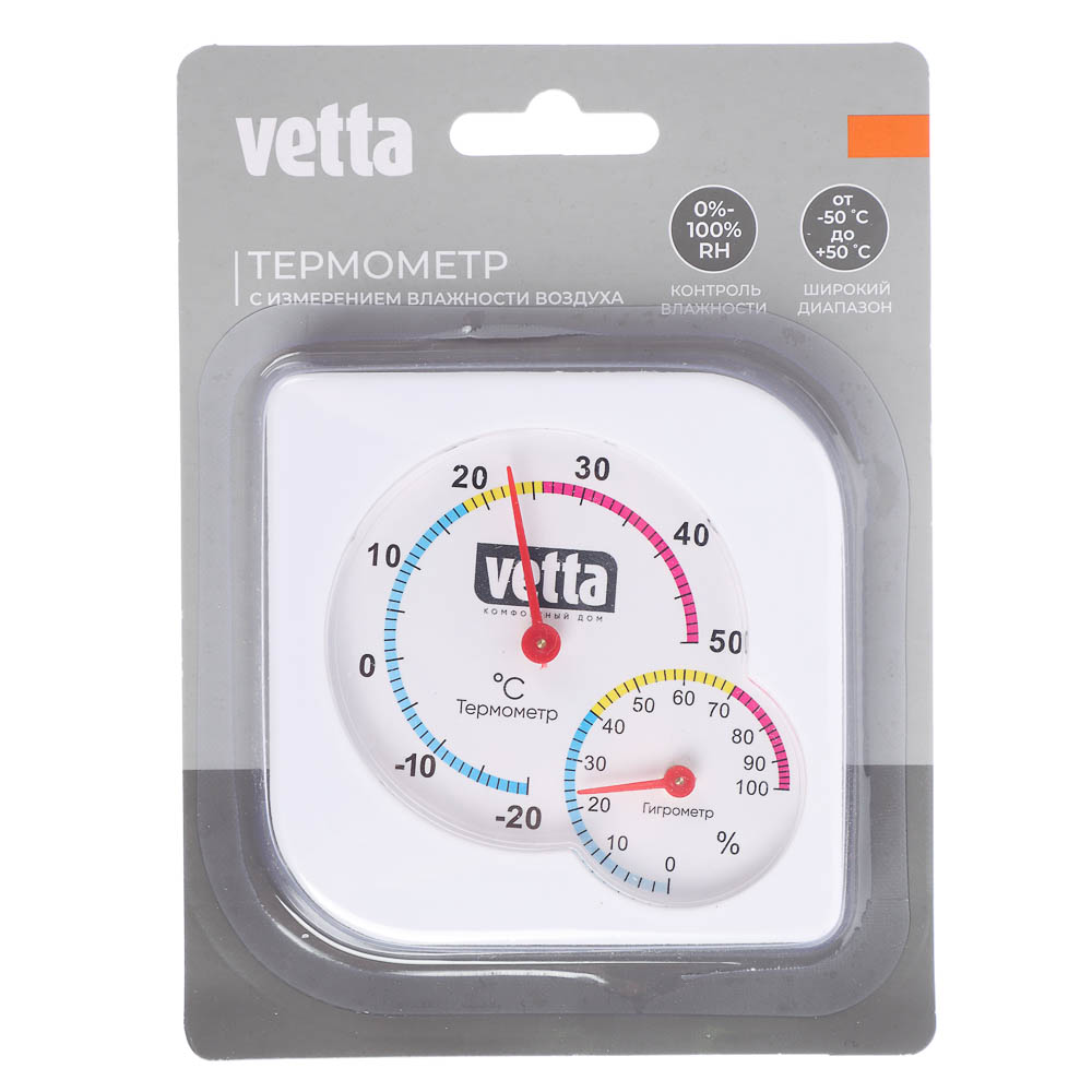 Термометр мини тм VETTA, измерение влажности воздуха, 7,5x7,5см, пластик, арт.№ 473-052