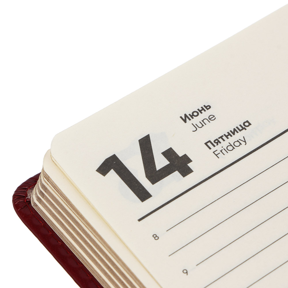 Ежедневник на 2024 "ПРЕСТИЖ" А5, 352 стр., тв.обл.с поролоном, иск.кожа, цв.срез, тонир.блок, красн, арт.№ 572-142