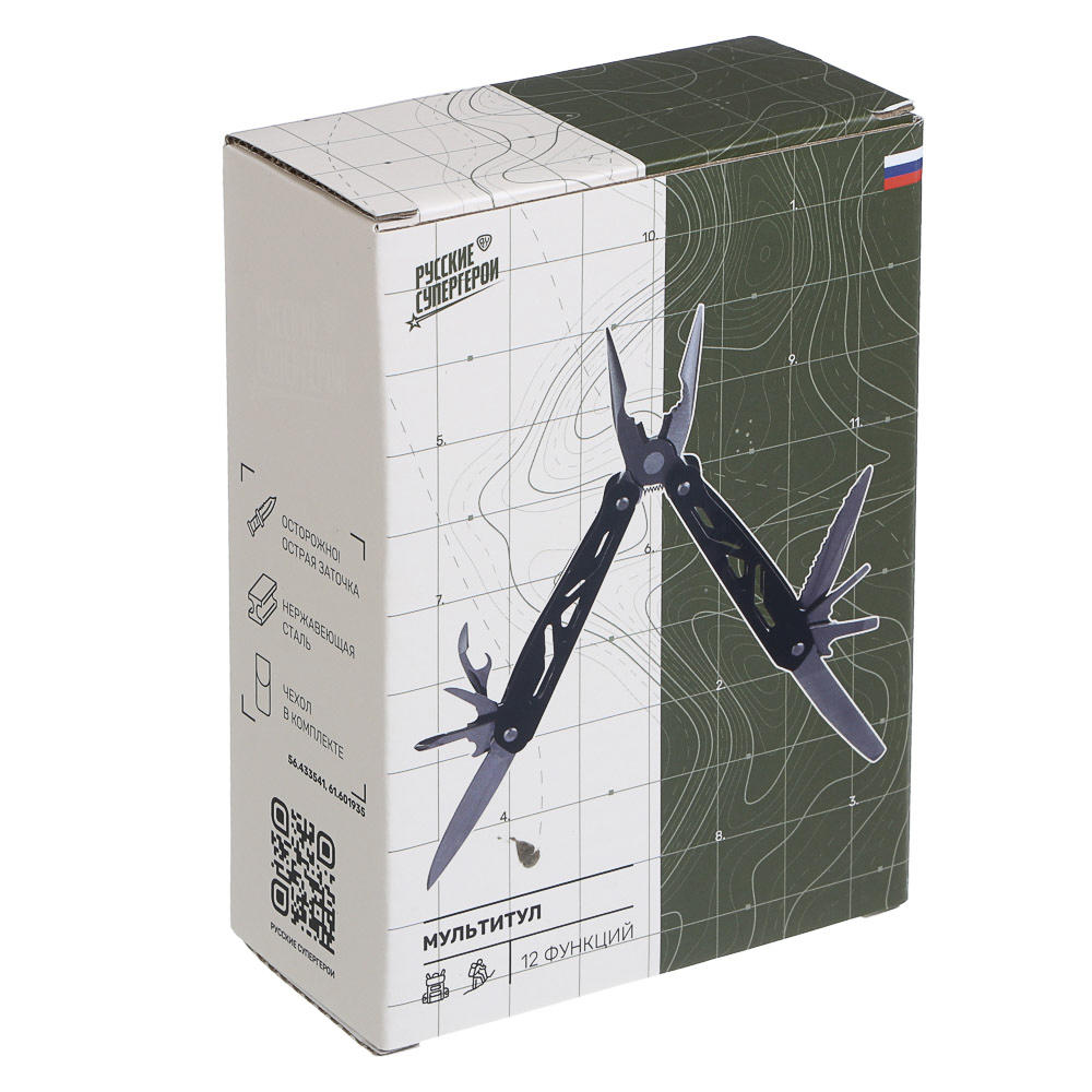 Инструмент многофункциональный тм BY Русские Супергерои, 12 функций, 10,5см, нерж.сталь, арт.№ 070-053