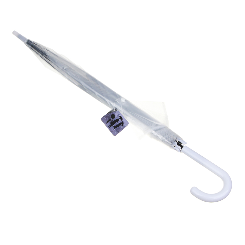 Зонт-трость, прозрачный, металл, пластик, ПВХ, d94см, 8 спиц, арт.№ 302-400