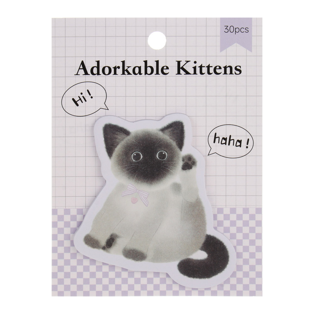 Блок с клеевым краем фигурный "Котики", 30л, бумага, уп. 10,5х14см, 6 дизайнов, арт.№ 557-133