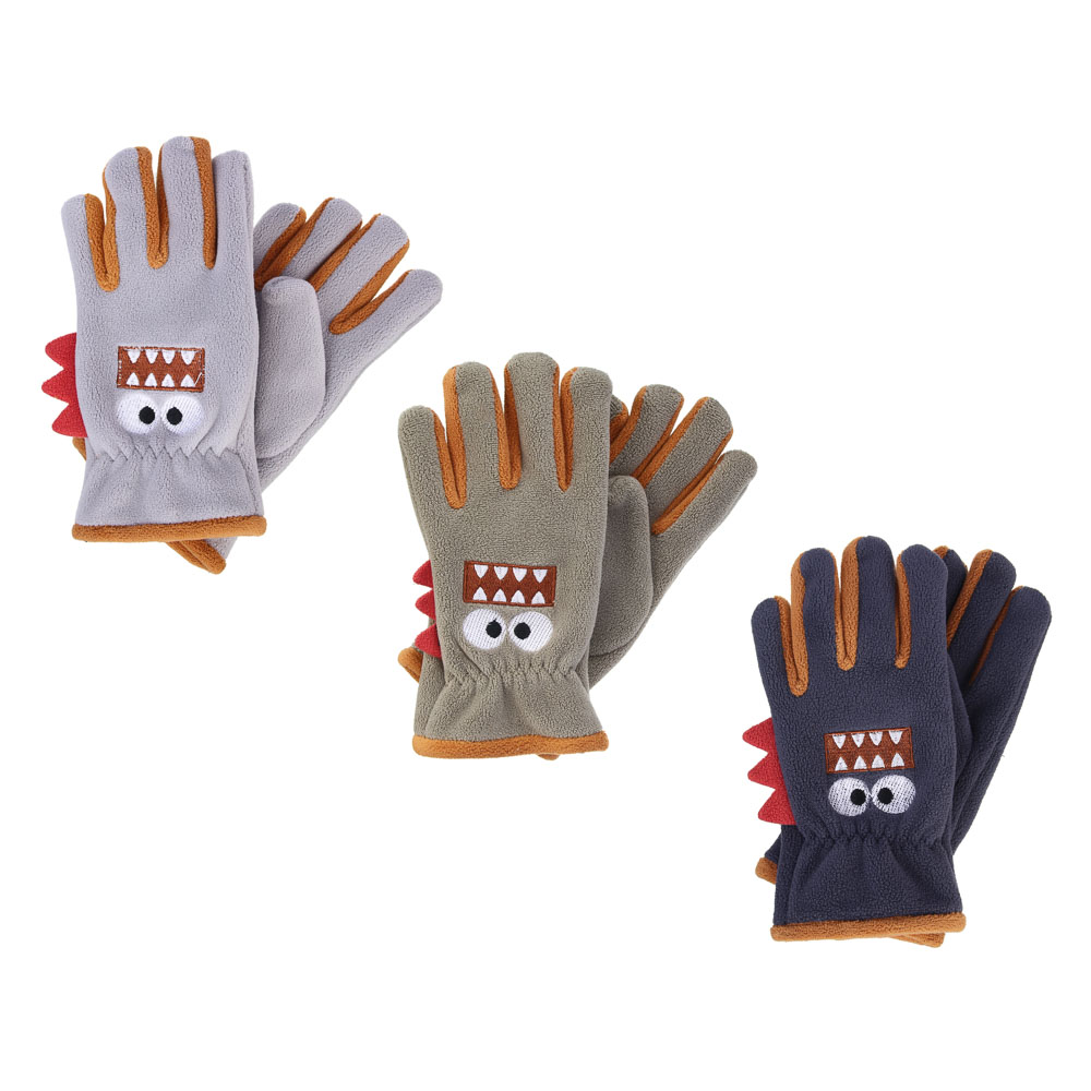 GALANTE Перчатки детские флис с аппликацией монстрик, р.14, 3 цвета, СЗПВ24-27, арт.№ 363-388