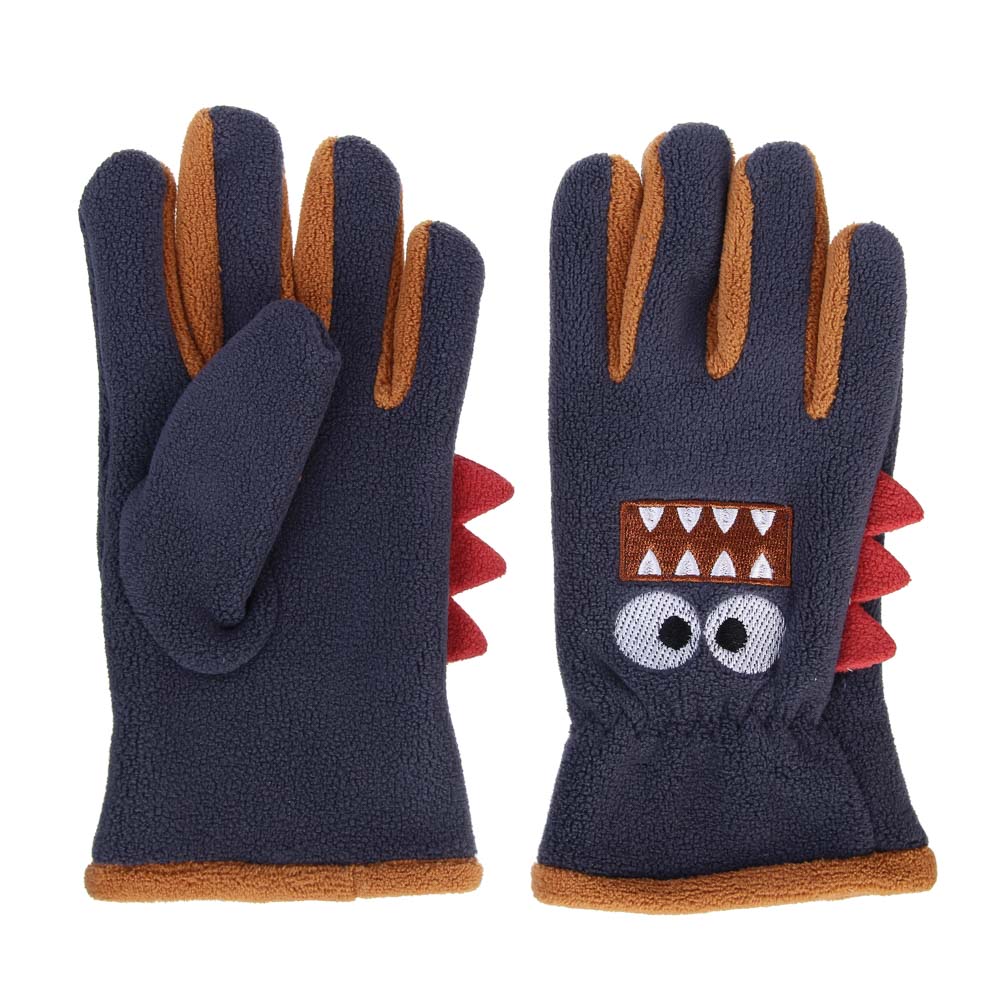 GALANTE Перчатки детские флис с аппликацией монстрик, р.14, темно-серый, СЗМП24-13, арт.№ 363-390