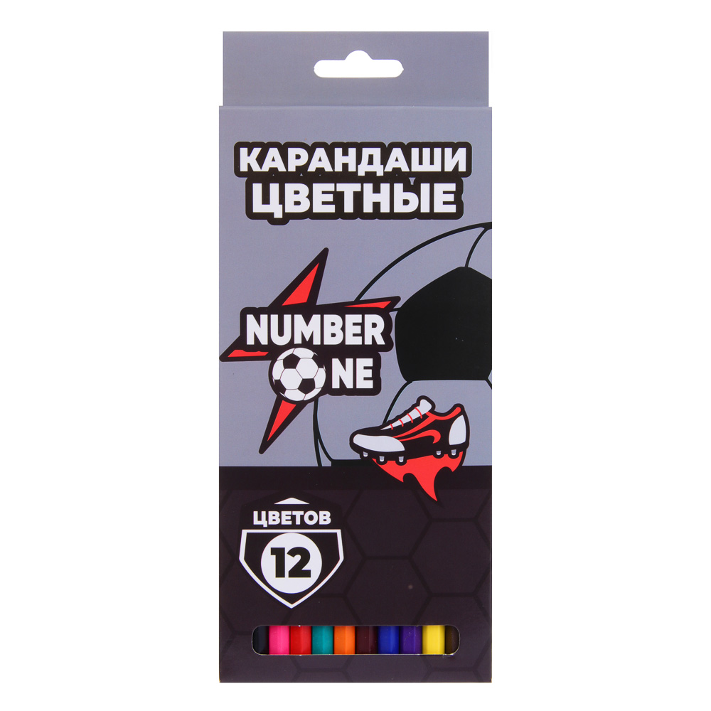 Намбер Ван Карандаши 12 цветов шестигранные заточенные, улучшенное письмо, пластик, в карт.коробке, арт.№ 228-005