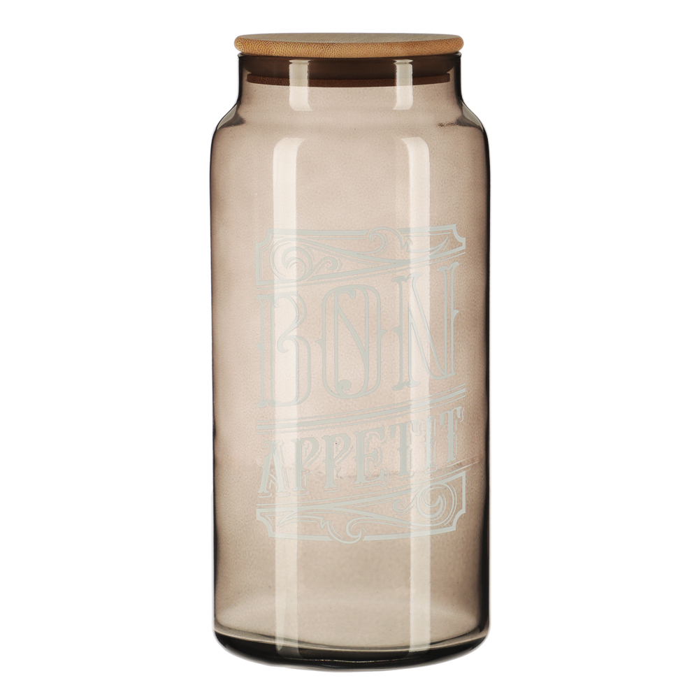 HEREVIN Бон Аппетит Банка для сыпучих продуктов с деревянной крышкой, стекло, 1400мл, 232002-266, арт.№ 828-013