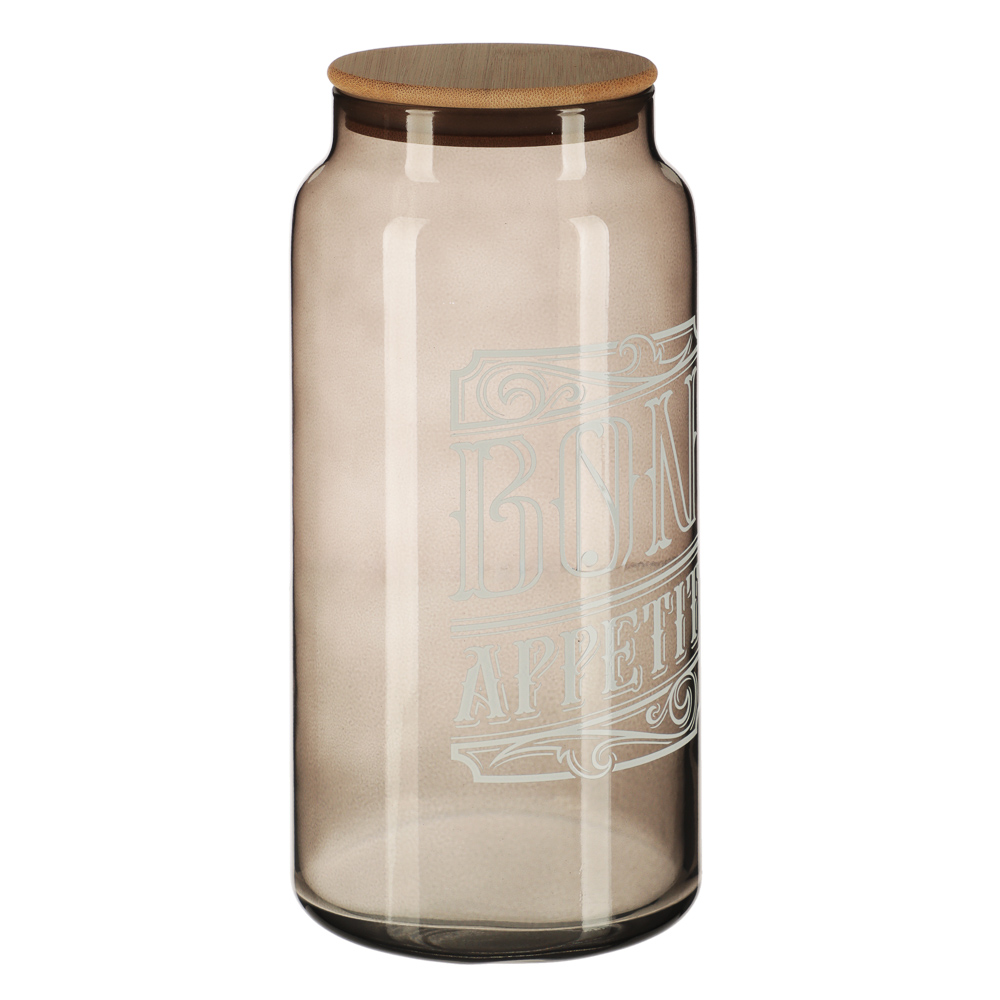 HEREVIN Бон Аппетит Банка для сыпучих продуктов с деревянной крышкой, стекло, 1400мл, 232002-266, арт.№ 828-013
