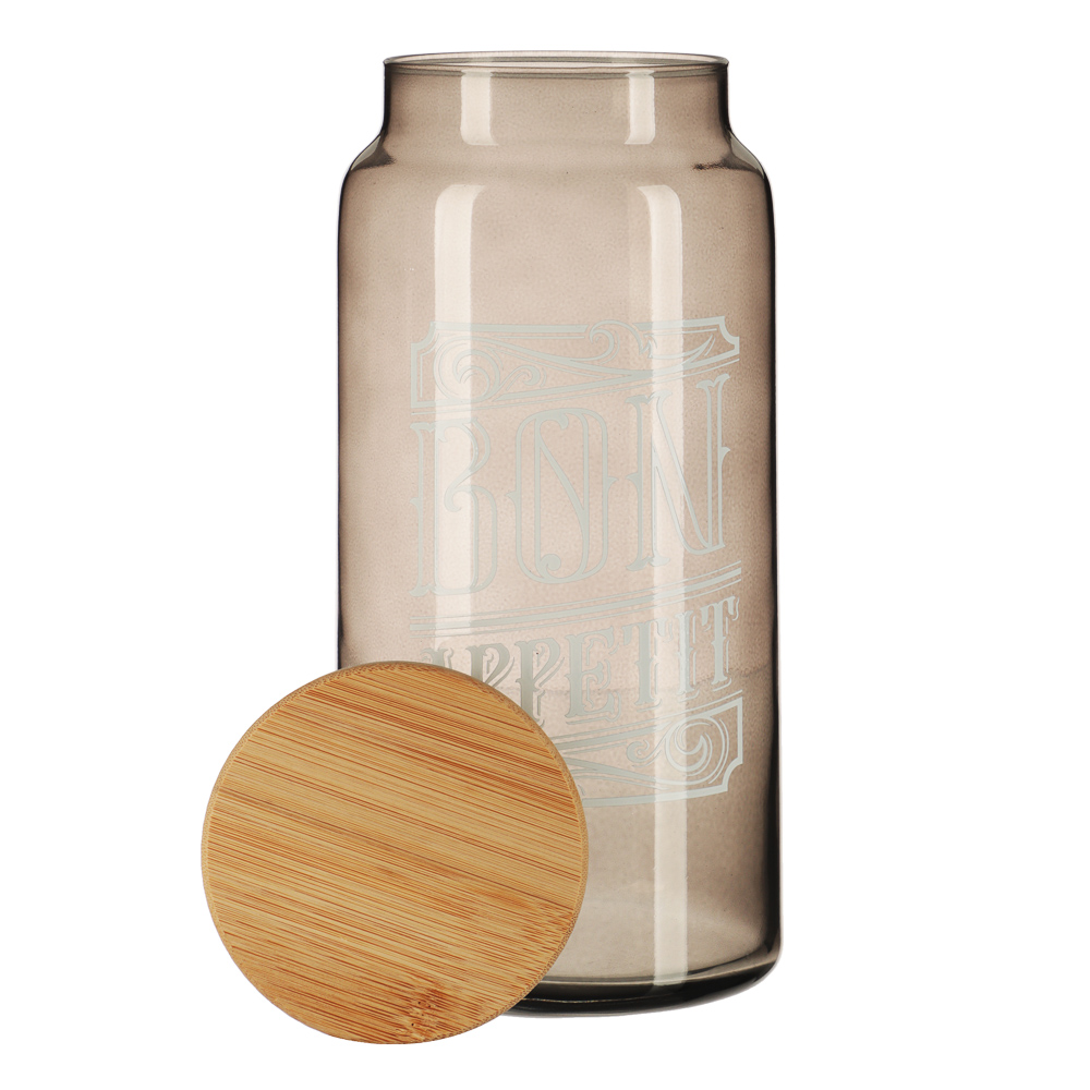 HEREVIN Бон Аппетит Банка для сыпучих продуктов с деревянной крышкой, стекло, 1400мл, 232002-266, арт.№ 828-013