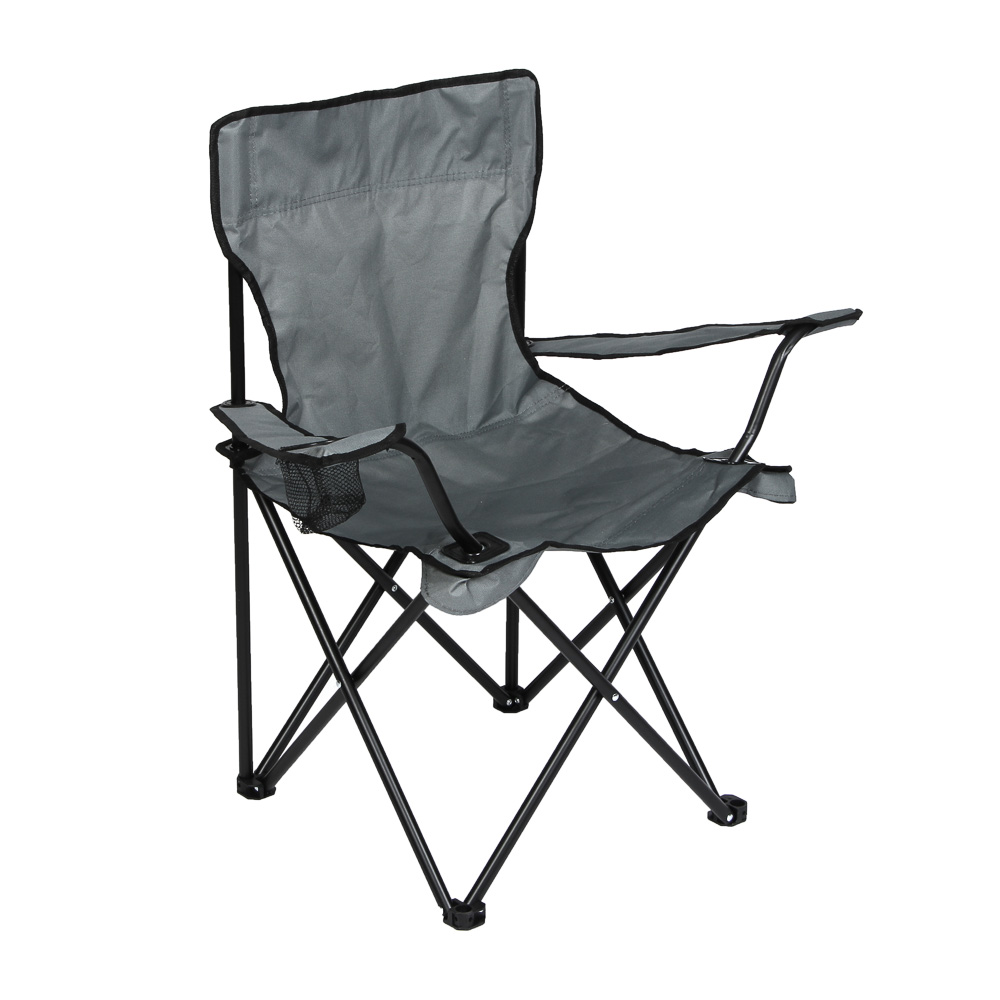 Кресло складное тм РУССО ТУРИСТО, с подлокотниками, подстаканником, до 120кг, 50х50х80см,сталь d16мм, арт.№ 121-010