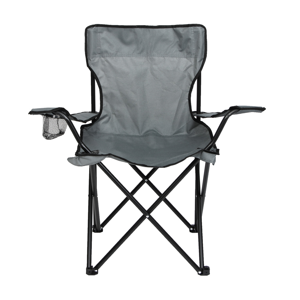 Кресло складное тм РУССО ТУРИСТО, с подлокотниками, подстаканником, до 120кг, 50х50х80см,сталь d16мм, арт.№ 121-010