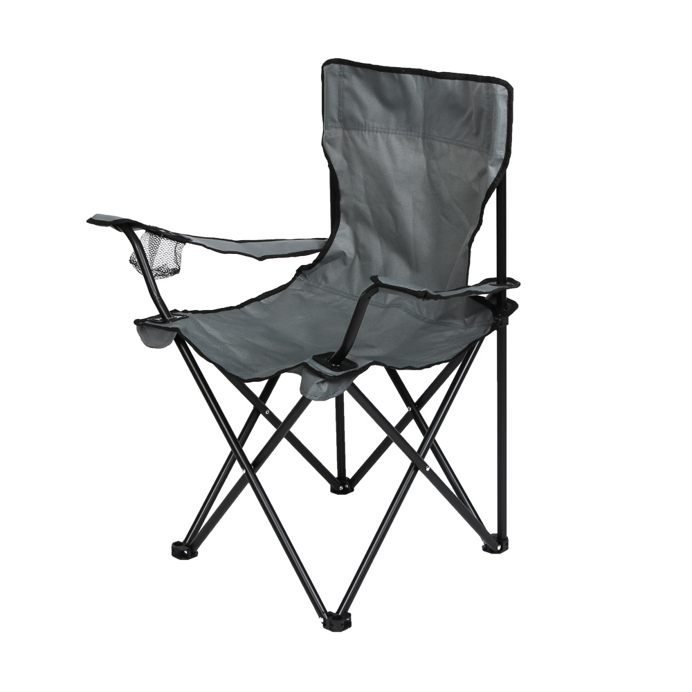 Кресло складное тм РУССО ТУРИСТО, с подлокотниками, подстаканником, до 120кг, 50х50х80см,сталь d16мм, арт.№ 121-010