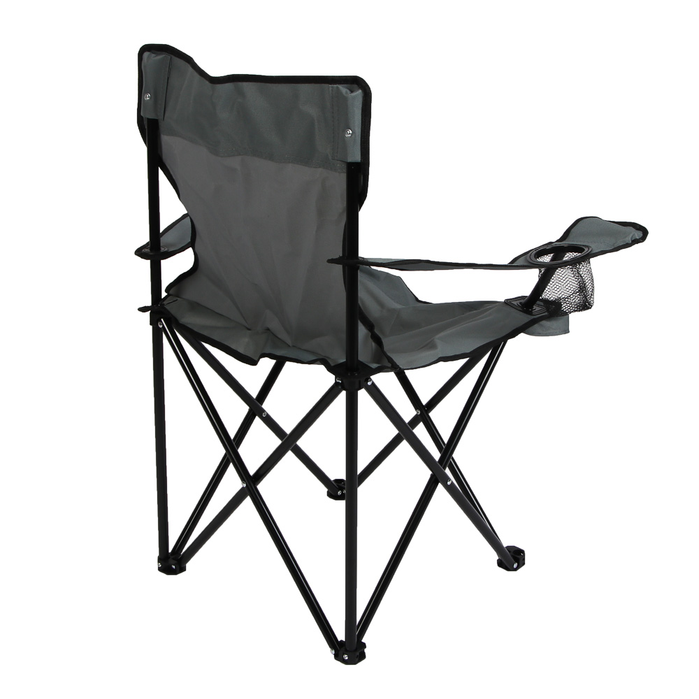 Кресло складное тм РУССО ТУРИСТО, с подлокотниками, подстаканником, до 120кг, 50х50х80см,сталь d16мм, арт.№ 121-010