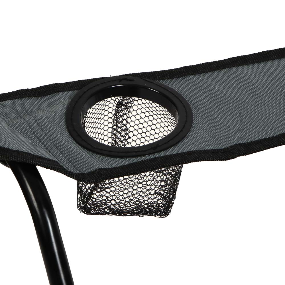 Кресло складное тм РУССО ТУРИСТО, с подлокотниками, подстаканником, до 120кг, 50х50х80см,сталь d16мм, арт.№ 121-010