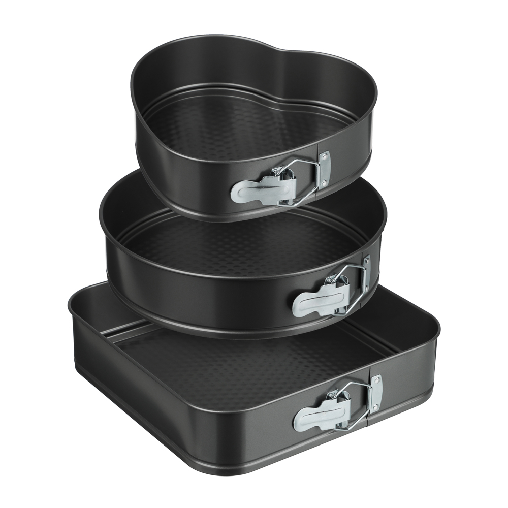 VETTA Набор форм разъемных для выпечки 3шт, с а/п покрытием, угл.сталь (квадратная, круглая, сердце), арт.№ 846-204