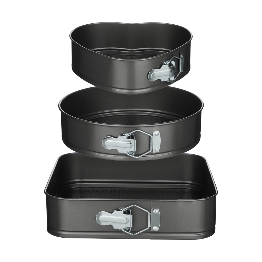 VETTA Набор форм разъемных для выпечки 3шт, с а/п покрытием, угл.сталь (квадратная, круглая, сердце), арт.№ 846-204