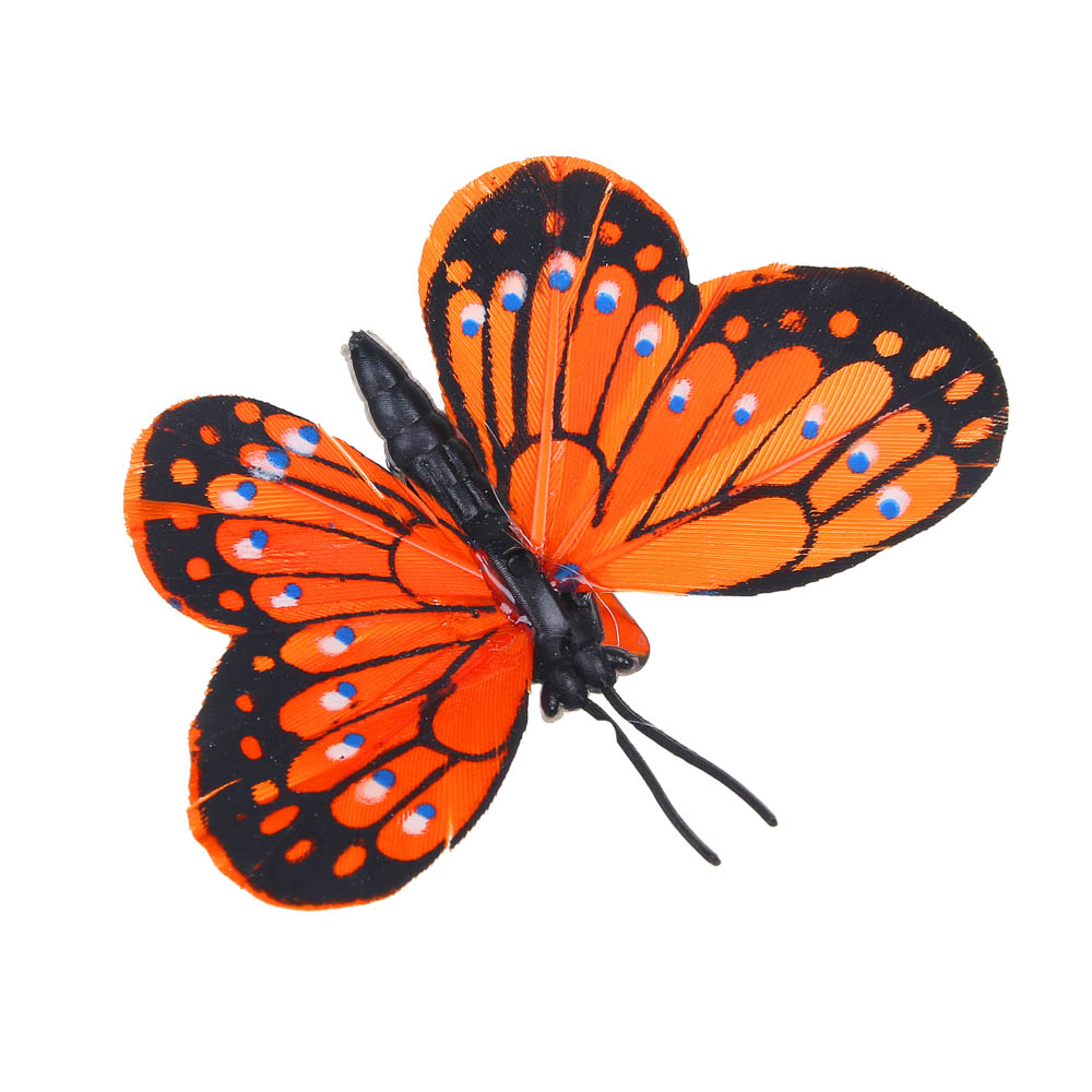 INBLOOM Бабочка на прищепке Жемчужная, 6см, PE, перо, арт.№ 153-125