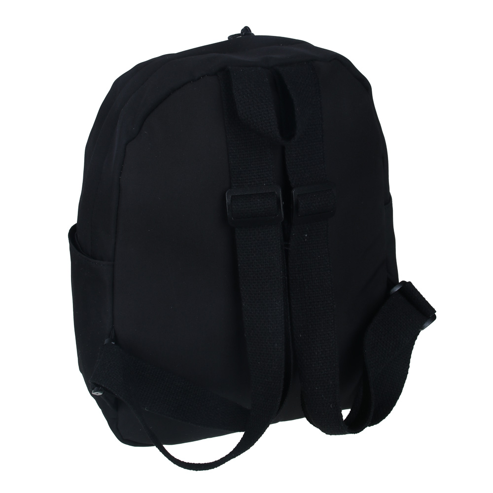 Мини-рюкзак 30,5x24x10см, 1 отд., 2 карм., декор "мишка", значок, нейлон, плюш, черный с коричневым, арт.№ 254-728