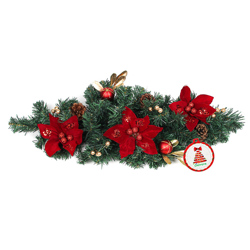 СНОУ БУМ Украшение декоративное еловое, пластик, полиэстер, 61см, красный с золотом, арт.№ 379-131