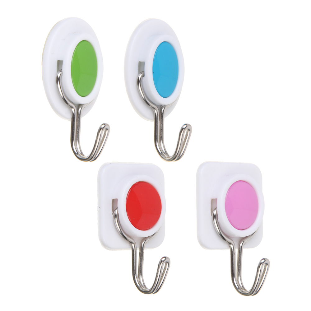 Крючки самоклеящиеся тм VETTA Светофор, пластик, металл, 4шт, арт.№ 440-032