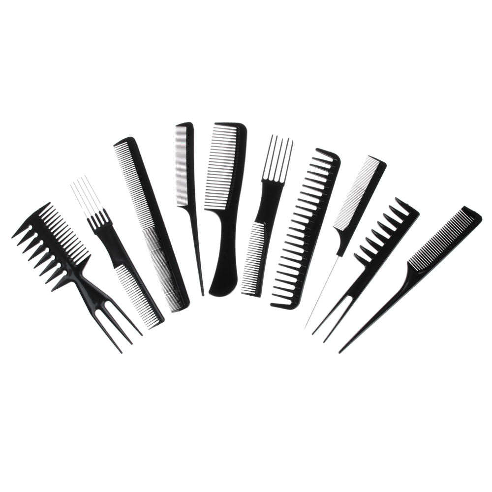 Набор профессиональных расчесок-гребней тм ЮНИLOOK, 10пр., пластик, черный, арт.№ 356-414