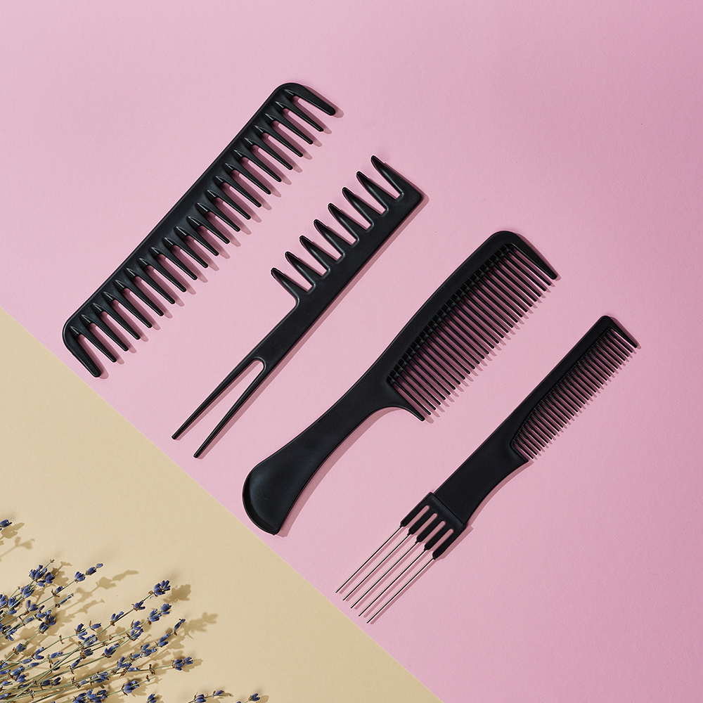 Набор профессиональных расчесок-гребней тм ЮНИLOOK, 10пр., пластик, черный, арт.№ 356-414